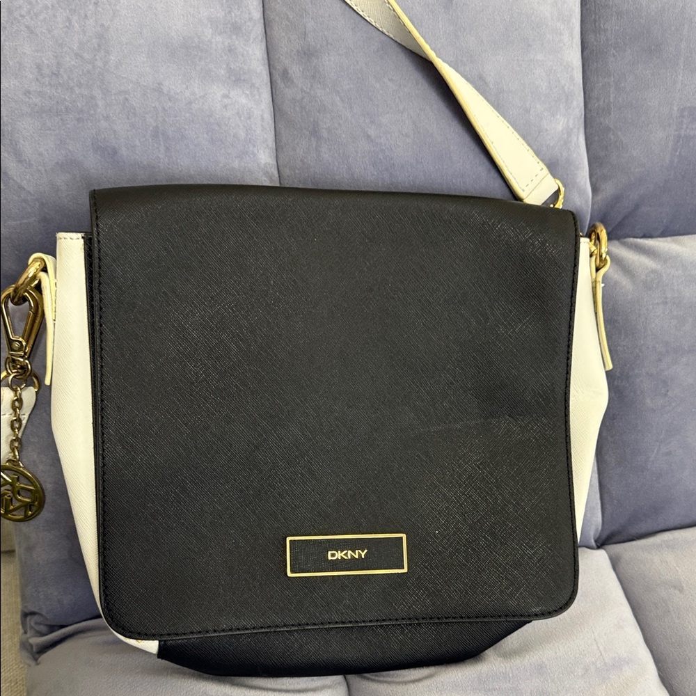 DKNY Black and Cream Crossbody Bag